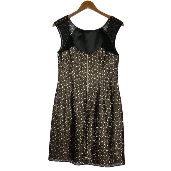 Phoebe | Black Sheer Laser Cut Triangle Metallic Layered A-line Cocktail Dress - Picture 2 of 8